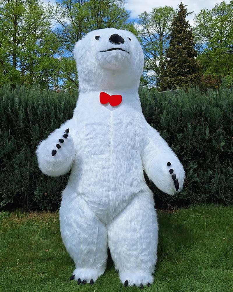 Weißer Eisbär Maskottchen in Osnabrück bei Riesenfreunde