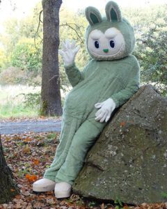 Bubu Grün – der fröhliche Wirbelwind. Lebendig, farbenfroh und immer in Bewegung – bringt Schwung und gute Laune auf jedes Event.